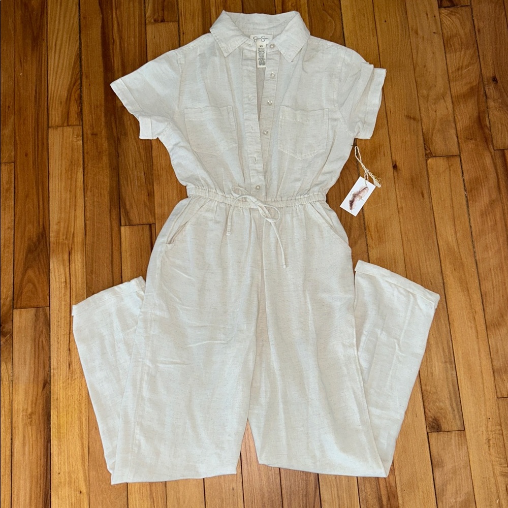 NWT Jessica Simpson Linen Blend Jumpsuit
